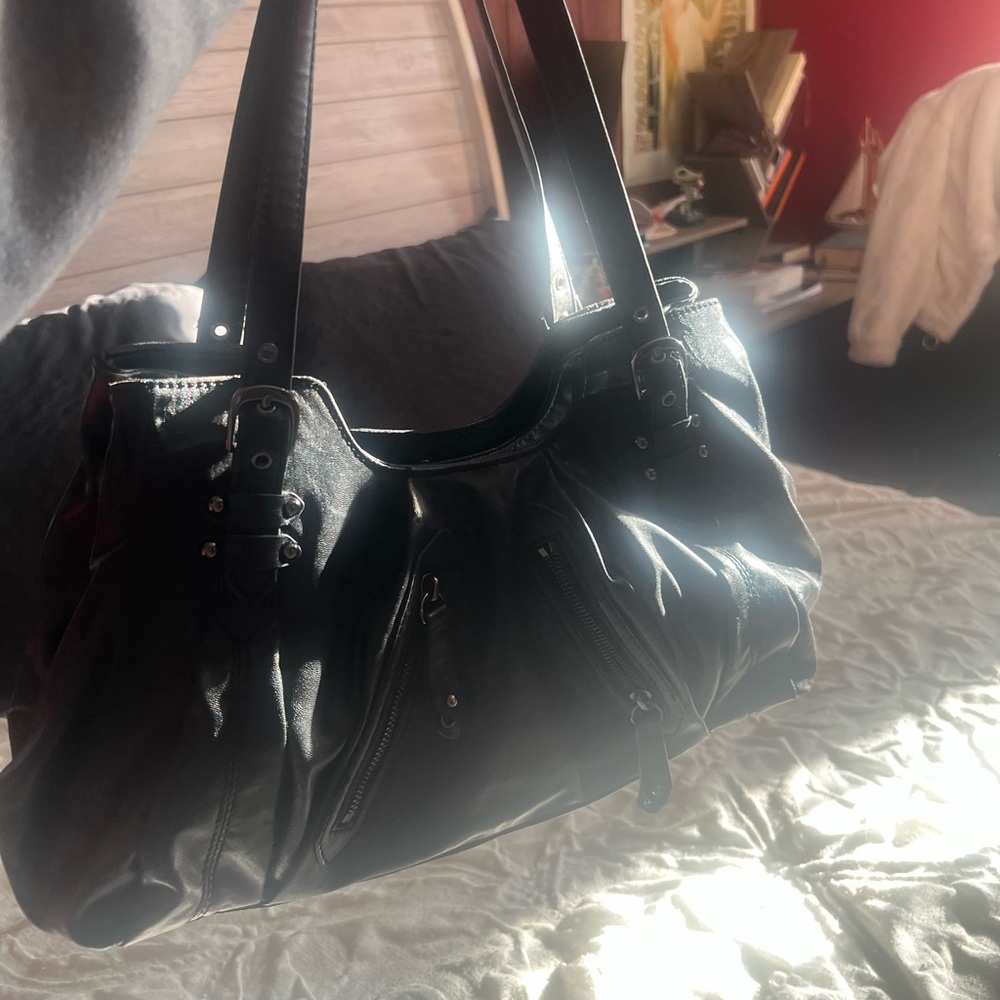 Vintage Elegant Black Leather Handbag